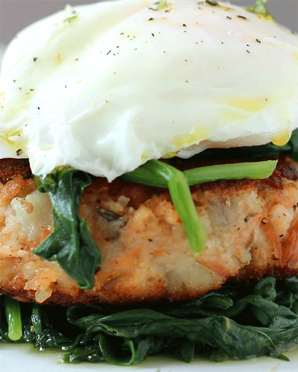 Turkey Hash Cakes with Poached Eggs